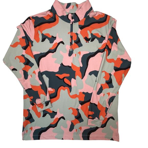 Bad Birdie Powell Quarter Zip Golf Pullover Pink Green Orange Men Size M - Picture 1 of 16